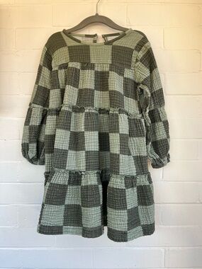 Minimalist Folk Co. Clementine Dress Checkered 100% Cotton Kids 6-7 Never Worn